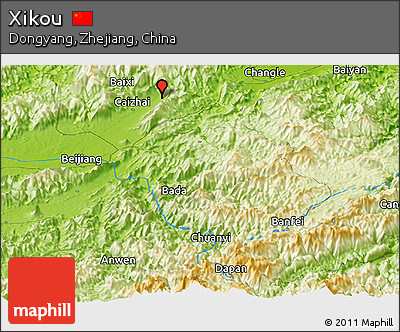 Physical Panoramic Map of Xikou