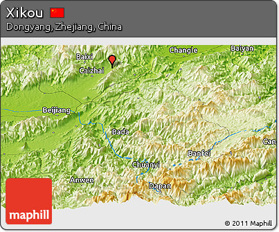Physical Panoramic Map of Xikou