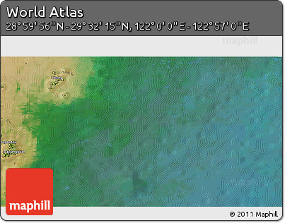 Satellite 3D Map of the Area around 29° 16' 6" N, 122° 28' 29" E