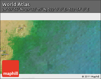 Satellite 3D Map of the Area around 29° 16' 6" N, 122° 28' 29" E