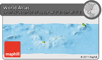 Physical Panoramic Map of the Area around 29° 16' 6" N, 129° 16' 30" E