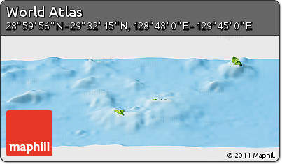 Physical Panoramic Map of the Area around 29° 16' 6" N, 129° 16' 30" E