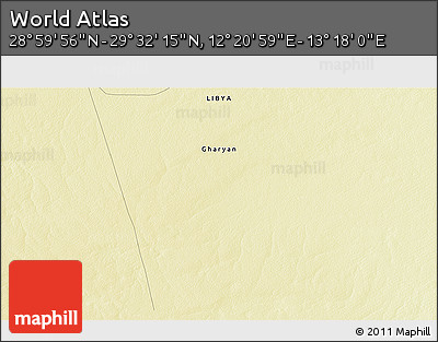 Physical 3D Map of the Area around 29° 16' 6" N, 12° 49' 29" E