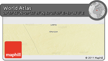 Physical Panoramic Map of the Area around 29° 16' 6" N, 12° 49' 29" E
