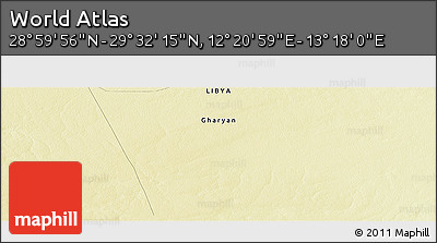 Physical Panoramic Map of the Area around 29° 16' 6" N, 12° 49' 29" E