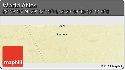 Physical Panoramic Map of the Area around 29° 16' 6" N, 12° 49' 29" E