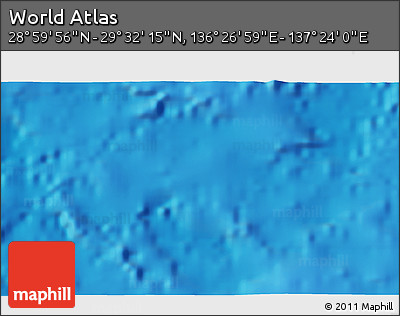 Physical 3D Map of the Area around 29° 16' 6" N, 136° 55' 30" E