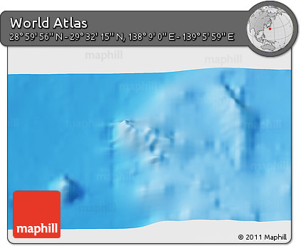 Physical 3D Map of the Area around 29° 16' 6" N, 138° 37' 30" E