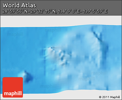 Physical 3D Map of the Area around 29° 16' 6" N, 138° 37' 30" E