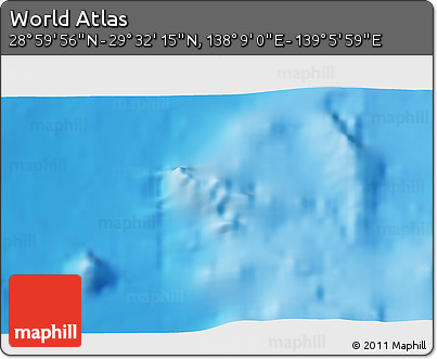 Physical 3D Map of the Area around 29° 16' 6" N, 138° 37' 30" E