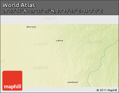 Physical 3D Map of the Area around 29° 16' 6" N, 13° 40' 30" E