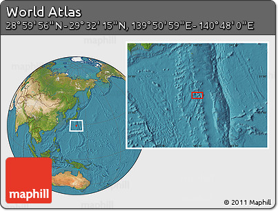 Satellite Location Map of the Area around 29° 16' 6" N, 140° 19' 29" E