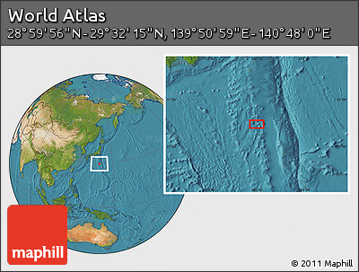 Satellite Location Map of the Area around 29° 16' 6" N, 140° 19' 29" E