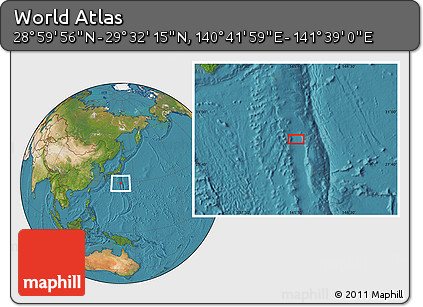 Satellite Location Map of the Area around 29° 16' 6" N, 141° 10' 30" E
