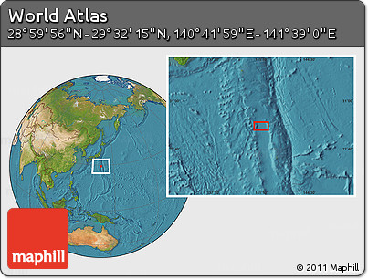 Satellite Location Map of the Area around 29° 16' 6" N, 141° 10' 30" E