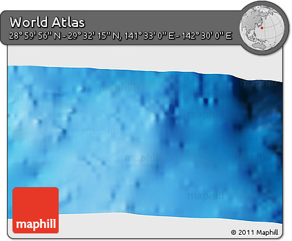 Physical 3D Map of the Area around 29° 16' 6" N, 142° 1' 30" E