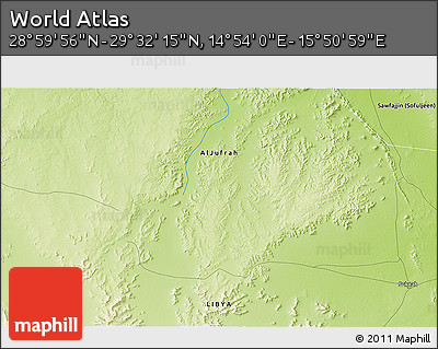 Physical 3D Map of the Area around 29° 16' 6" N, 15° 22' 30" E