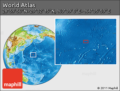 Physical Location Map of the Area around 29° 16' 6" N, 164° 7' 30" E