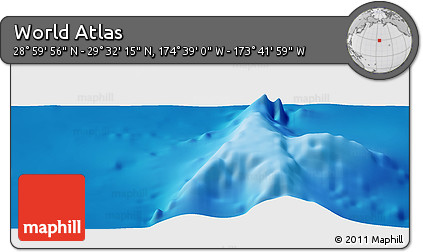 Physical Panoramic Map of the Area around 29° 16' 6" N, 174° 10' 30" W