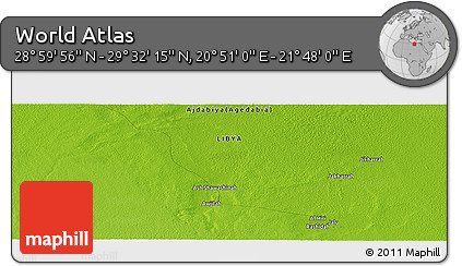 Physical Panoramic Map of the Area around 29° 16' 6" N, 21° 19' 30" E