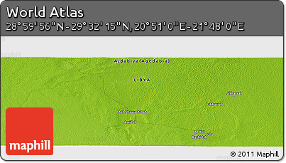 Physical Panoramic Map of the Area around 29° 16' 6" N, 21° 19' 30" E