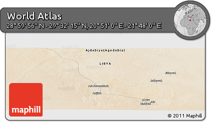 Satellite Panoramic Map of the Area around 29° 16' 6" N, 21° 19' 30" E