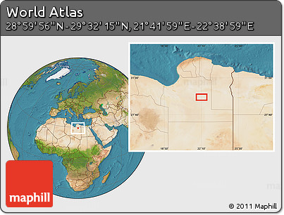 Satellite Location Map of the Area around 29° 16' 6" N, 22° 10' 29" E