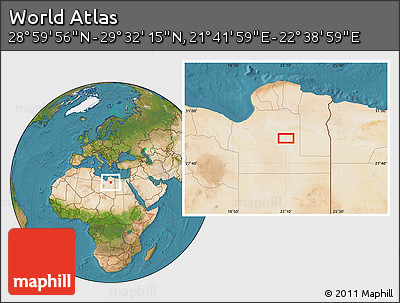 Satellite Location Map of the Area around 29° 16' 6" N, 22° 10' 29" E