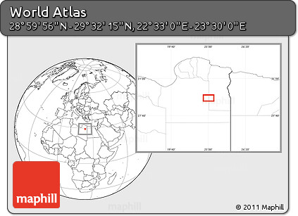 Blank Location Map of the Area around 29° 16' 6" N, 23° 1' 29" E