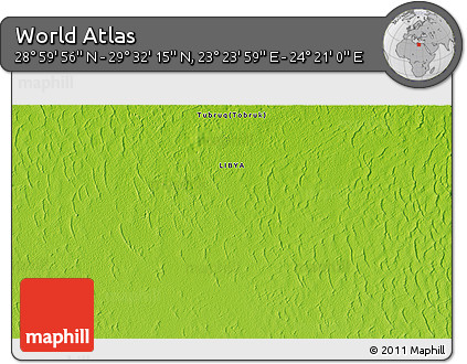 Physical 3D Map of the Area around 29° 16' 6" N, 23° 52' 30" E