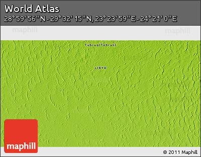 Physical 3D Map of the Area around 29° 16' 6" N, 23° 52' 30" E