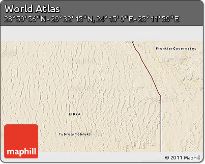 Satellite 3D Map of the Area around 29° 16' 6" N, 24° 43' 30" E