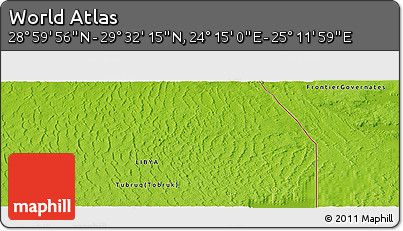 Physical Panoramic Map of the Area around 29° 16' 6" N, 24° 43' 30" E