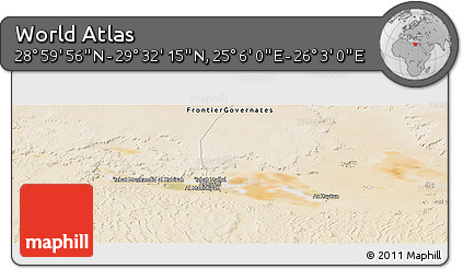 Satellite Panoramic Map of the Area around 29° 16' 6" N, 25° 34' 30" E