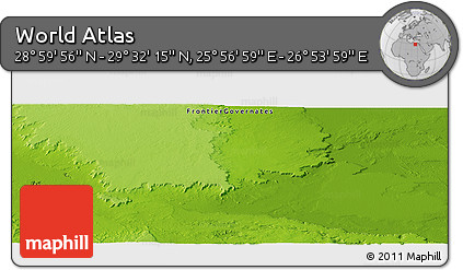 Physical Panoramic Map of the Area around 29° 16' 6" N, 26° 25' 29" E