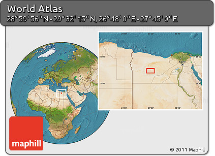 Satellite Location Map of the Area around 29° 16' 6" N, 27° 16' 29" E
