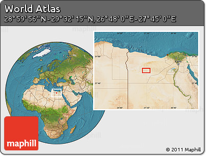 Satellite Location Map of the Area around 29° 16' 6" N, 27° 16' 29" E