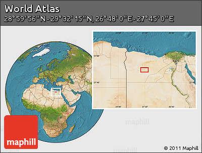 Satellite Location Map of the Area around 29° 16' 6" N, 27° 16' 29" E