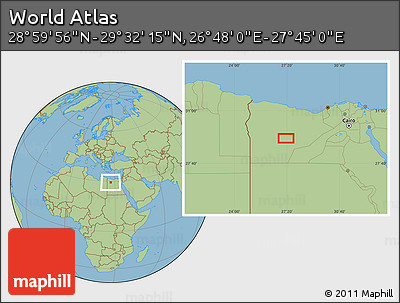 Savanna Style Location Map of the Area around 29° 16' 6" N, 27° 16' 29" E