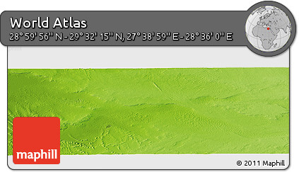 Physical Panoramic Map of the Area around 29° 16' 6" N, 28° 7' 30" E
