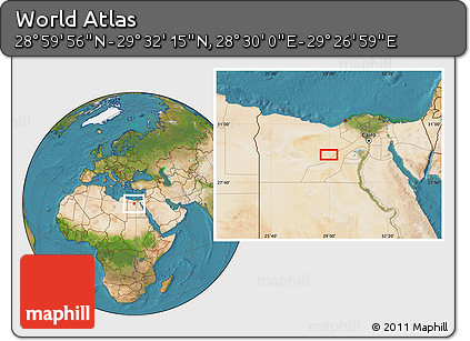Satellite Location Map of the Area around 29° 16' 6" N, 28° 58' 30" E