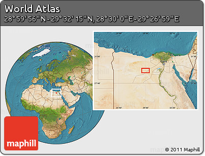Satellite Location Map of the Area around 29° 16' 6" N, 28° 58' 30" E