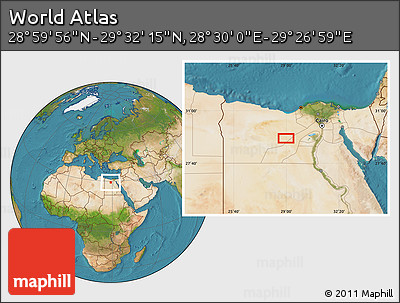 Satellite Location Map of the Area around 29° 16' 6" N, 28° 58' 30" E