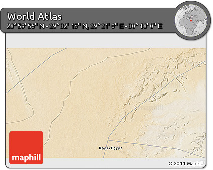 Satellite 3D Map of the Area around 29° 16' 6" N, 29° 49' 30" E