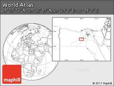 Blank Location Map of the Area around 29° 16' 6" N, 29° 49' 30" E