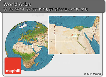 Satellite Location Map of the Area around 29° 16' 6" N, 29° 49' 30" E