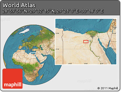 Satellite Location Map of the Area around 29° 16' 6" N, 29° 49' 30" E