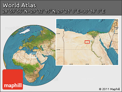 Satellite Location Map of the Area around 29° 16' 6" N, 29° 49' 30" E