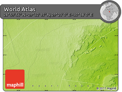 Physical Map of the Area around 29° 16' 6" N, 29° 49' 30" E