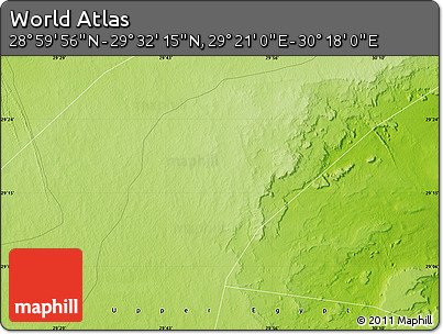 Physical Map of the Area around 29° 16' 6" N, 29° 49' 30" E